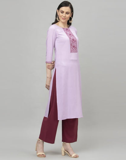 Lavender Printed Kurta Palazzo Set | Leemboodi