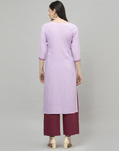 Lavender Printed Kurta Palazzo Set | Leemboodi