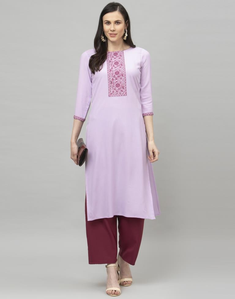 Lavender Printed Kurta Palazzo Set | Leemboodi