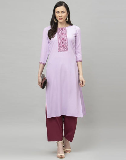 Lavender Printed Kurta Palazzo Set | Leemboodi