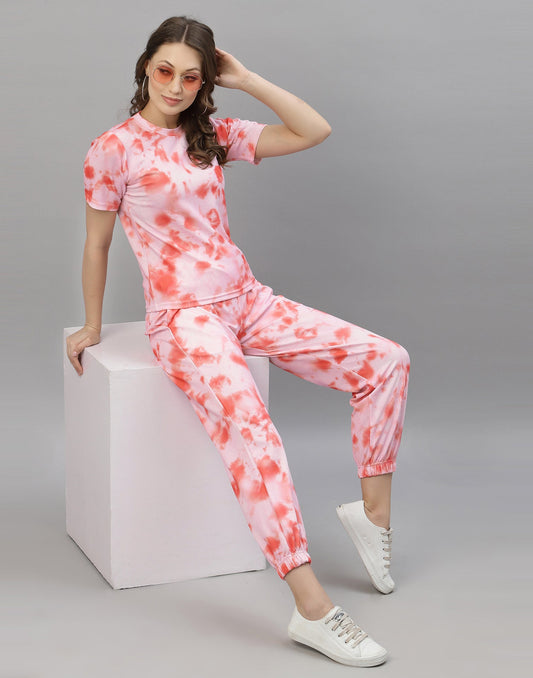 Orange And White Tie and Dye Co-Ords Set | Sudathi