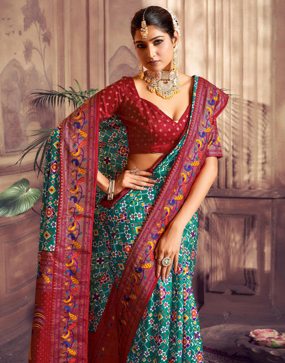 Rama Printed Silk Saree