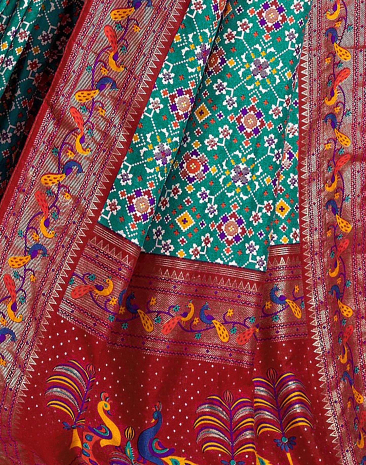 Rama Printed Silk Saree