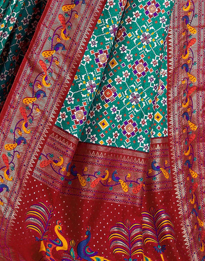 Rama Printed Silk Saree