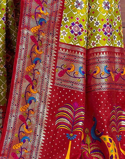 Green Printed Silk Saree