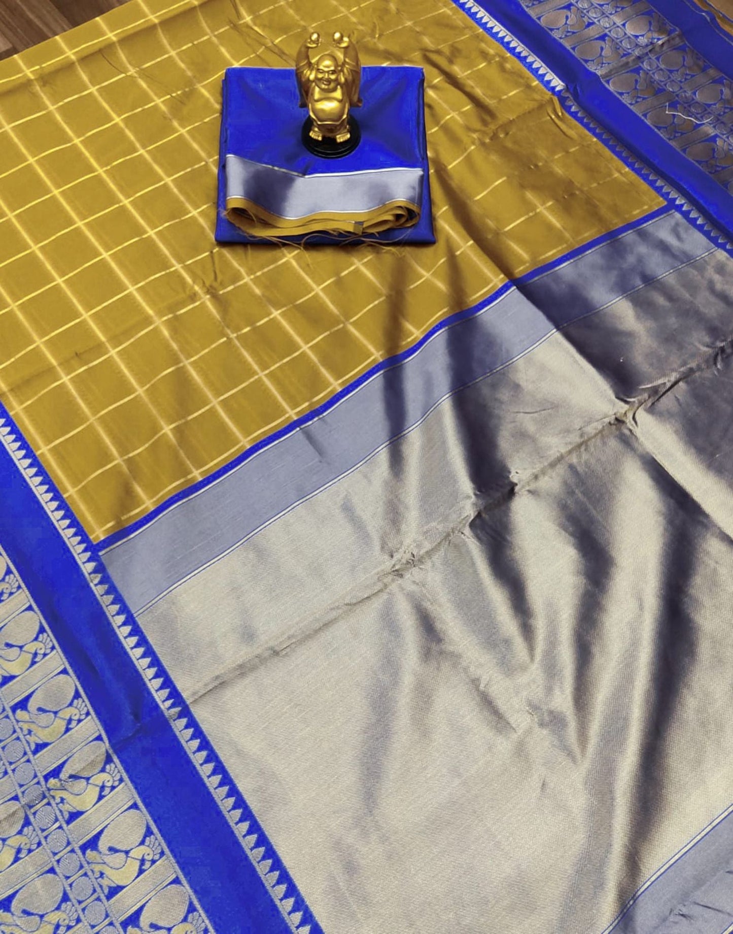 Mustard Jacquard Silk Saree