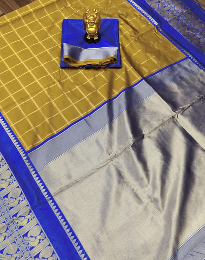 Mustard Jacquard Silk Saree