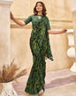 Green Printed Georgette Saree