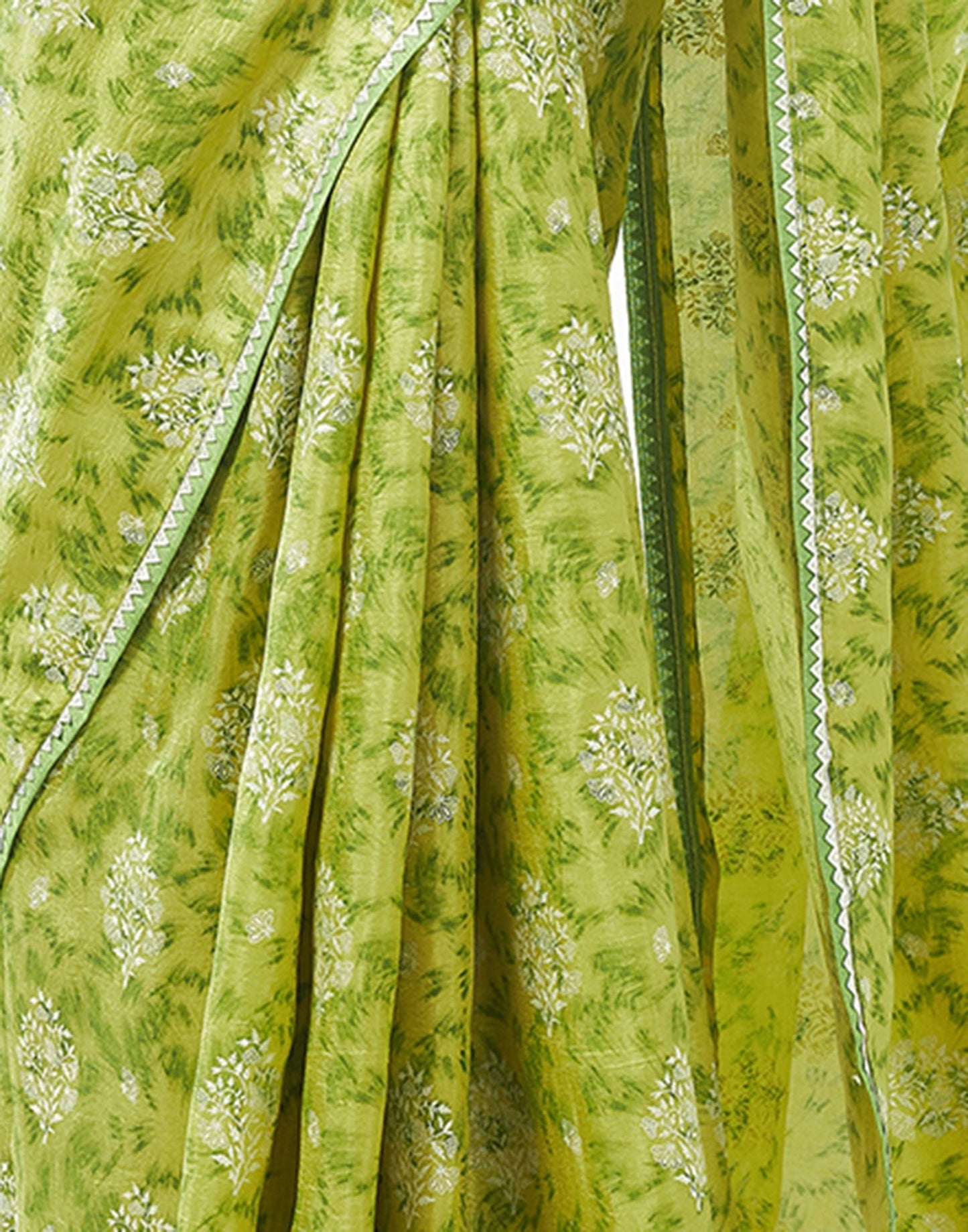 Olive Green Printed Silk Saree