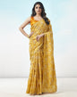 Lemon Yellow Printed Silk Saree