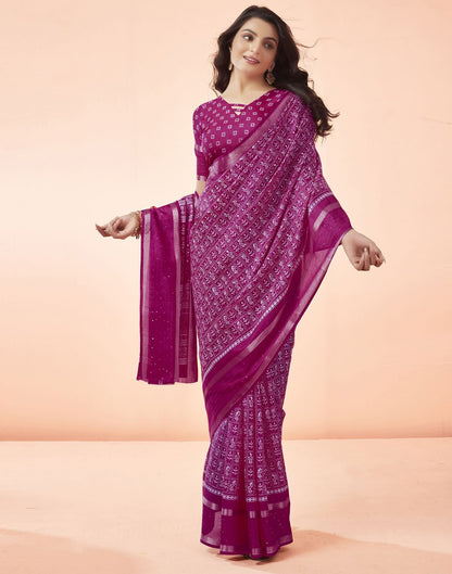 Pink Printed Cotton Saree