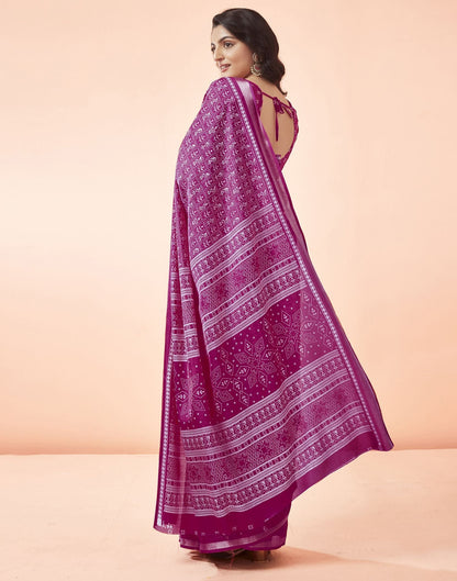 Pink Printed Cotton Saree