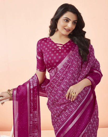 Pink Printed Cotton Saree