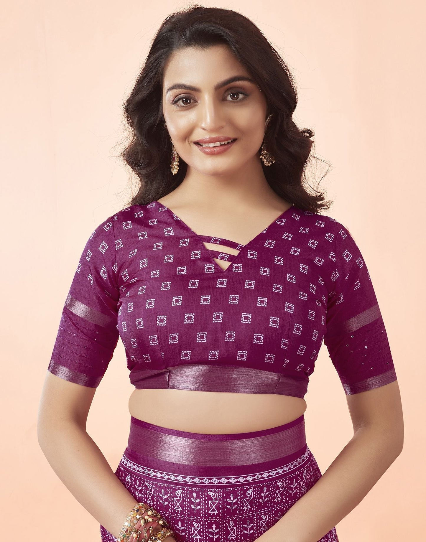 Pink Printed Cotton Saree