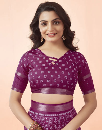 Pink Printed Cotton Saree