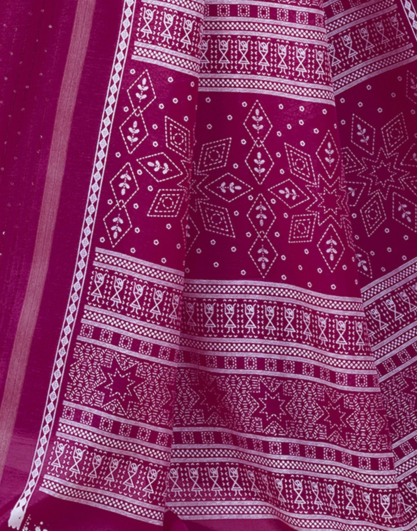 Pink Printed Cotton Saree