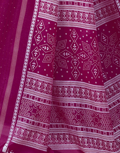 Pink Printed Cotton Saree