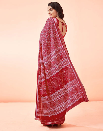 Red Printed Cotton Saree