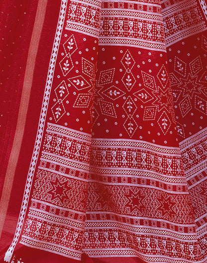 Red Printed Cotton Saree