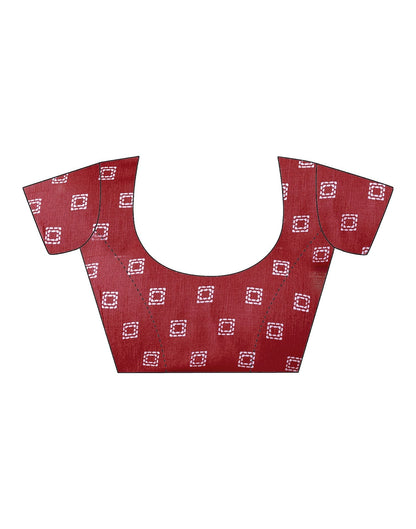 Red Printed Cotton Saree