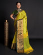 Lime Green Jacquard Silk Saree