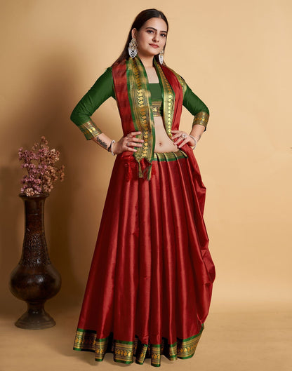 Maroon Jacquard Silk Saree