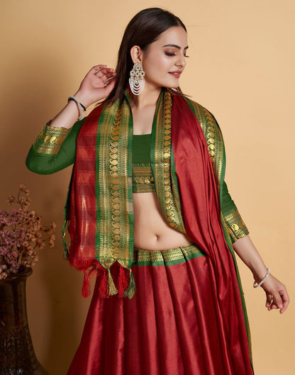 Maroon Jacquard Silk Saree