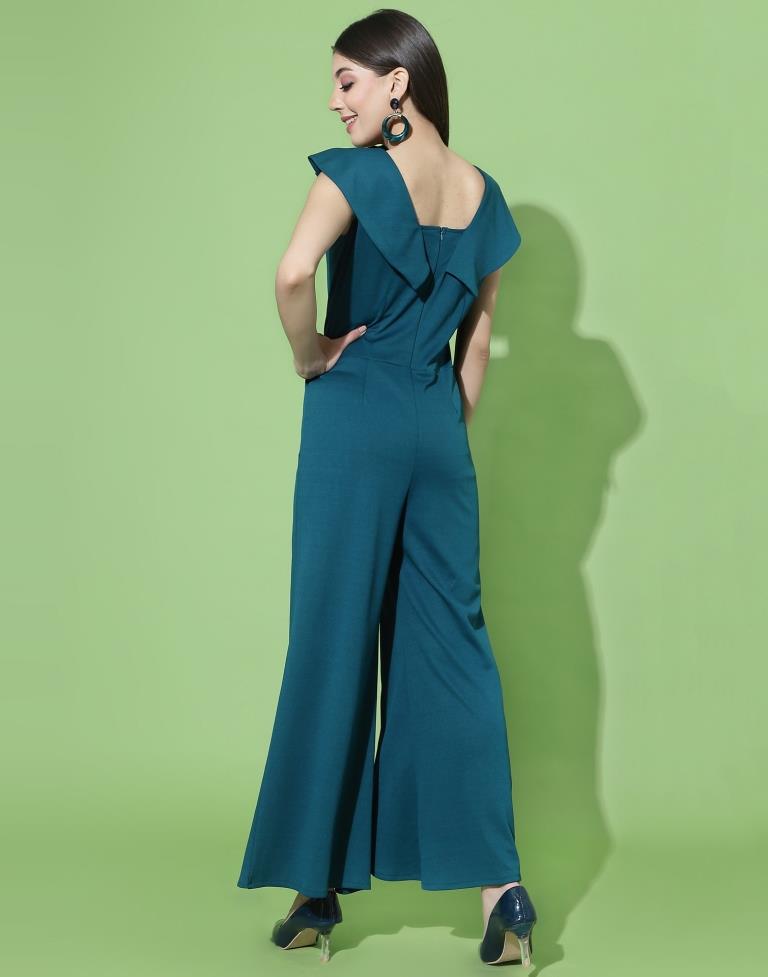 Teal Blue Slit Jumpsuit | Sudathi