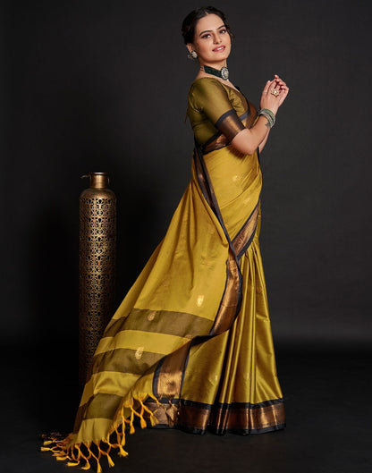 Yellow Jacquard Silk Saree