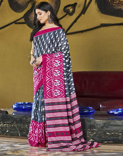 Ready to Wear Grey Printed & Multicoloured Cotton Saree
