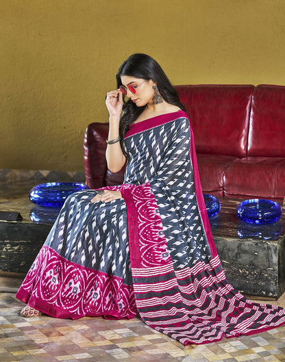 Ready to Wear Grey Printed & Multicoloured Cotton Saree