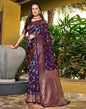 Dark Blue Jacquard Silk Saree
