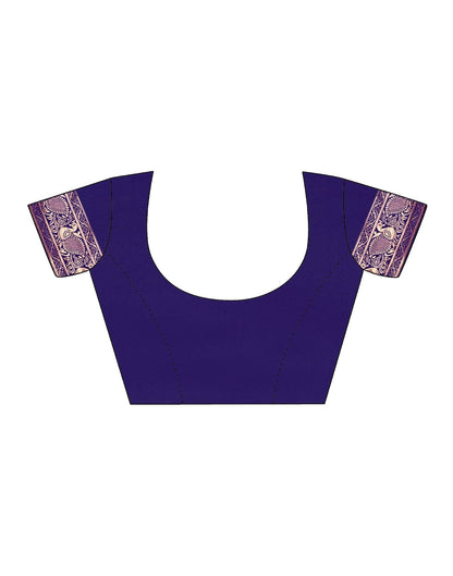 Dark Blue Jacquard Silk Saree