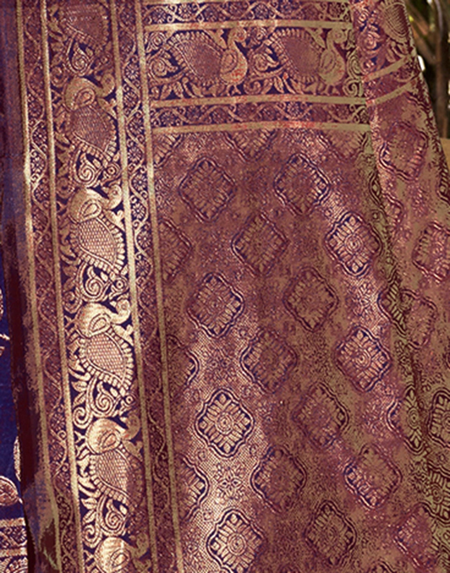 Dark Blue Jacquard Silk Saree