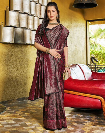 Wine Jacquard Silk Saree