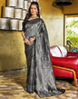 Black and Silver Jacquard Silk Saree