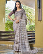 Light Brown Printed Chiffon Saree