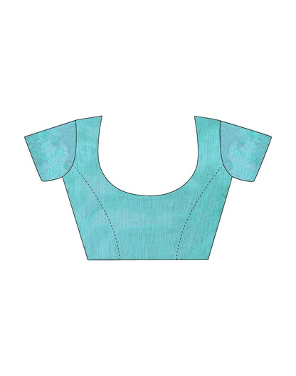 Turquoise Blue Printed Chiffon Saree