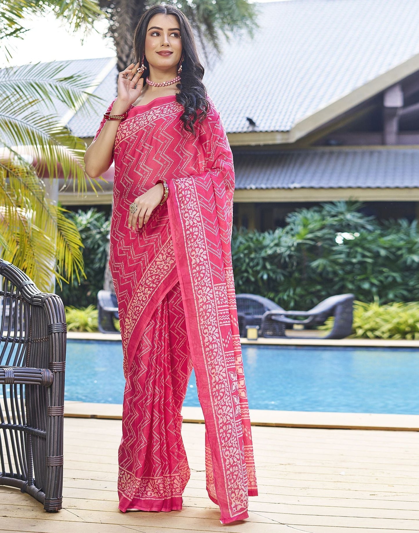 Ready to Wear Blush Pink Printed Cotton Saree