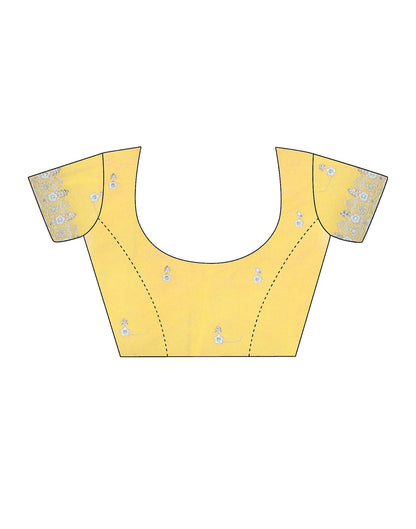 Yellow Plain Chiffon Saree
