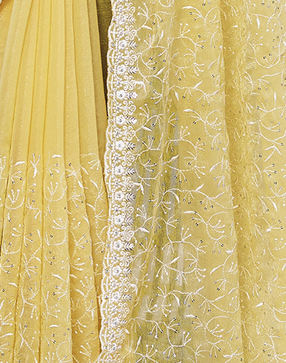 Yellow Plain Chiffon Saree