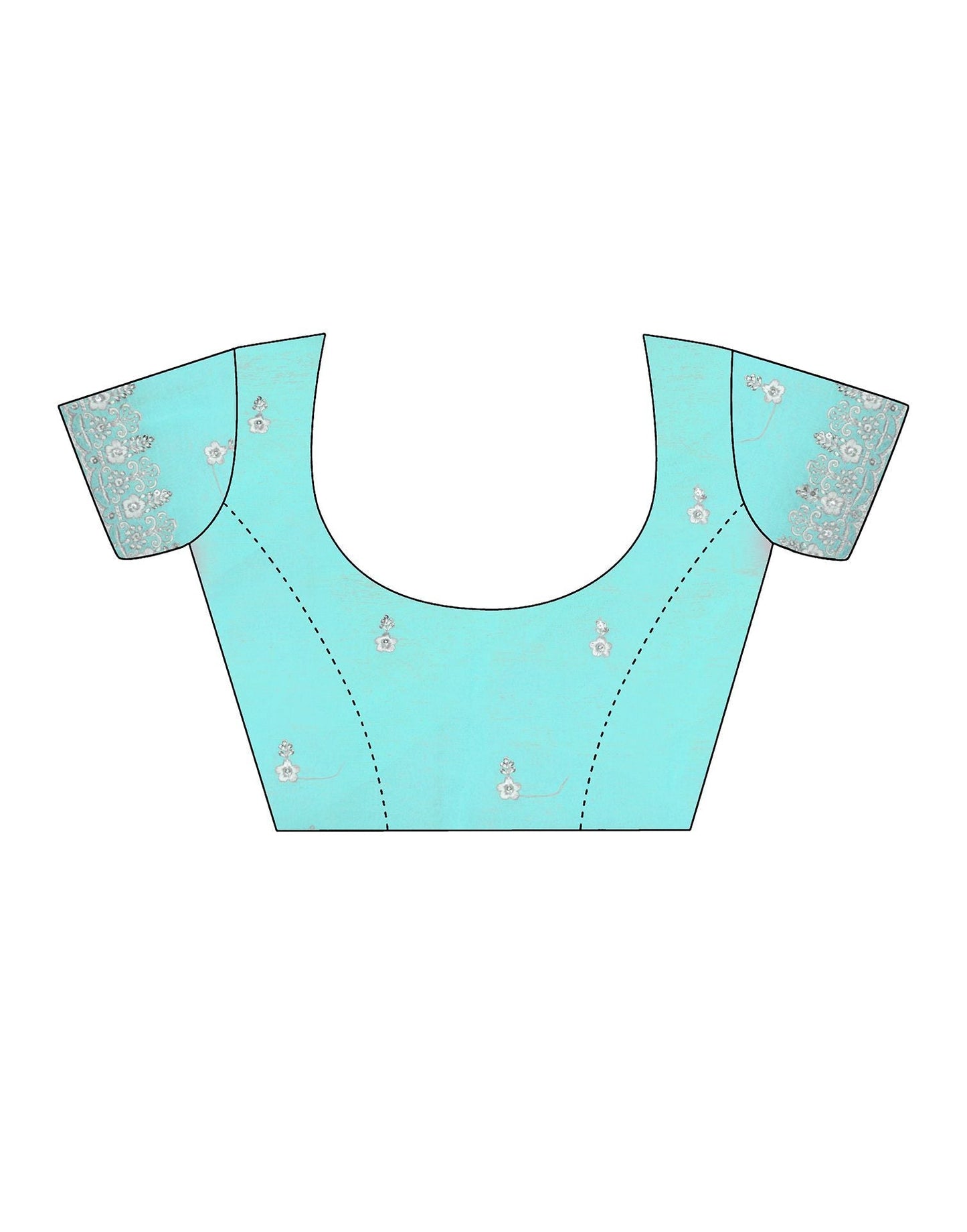 Sky Blue Plain Chiffon Saree