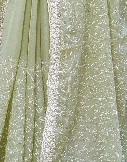 Pastel Green Plain Chiffon Saree