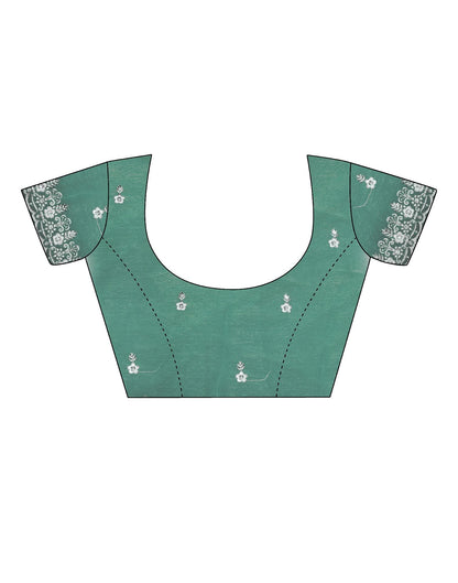 Dull Teal Plain Chiffon Saree