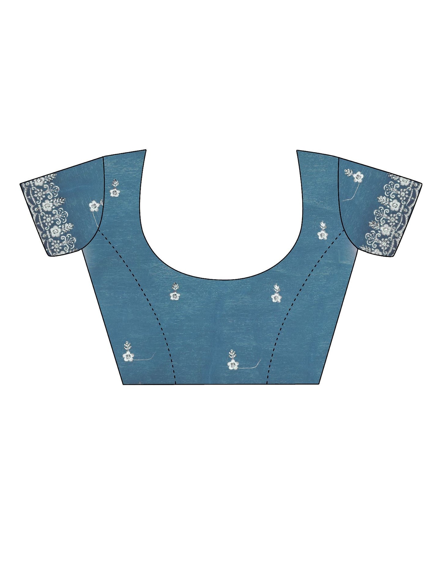 Dull Blue Plain Chiffon Saree