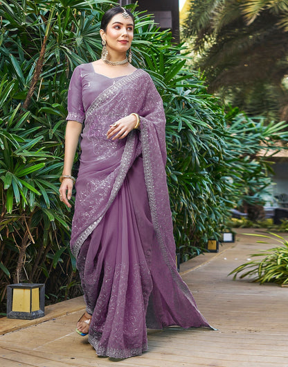 Wine Plain Chiffon Saree