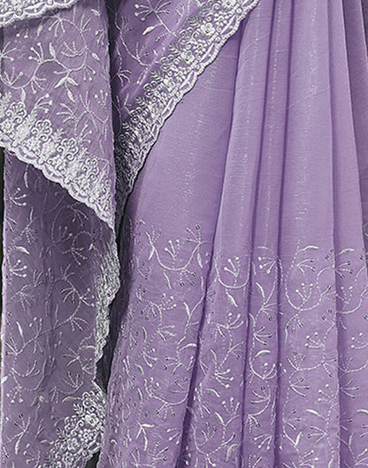 Light Purple Plain Chiffon Saree