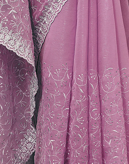 Rose Pink Plain Chiffon Saree