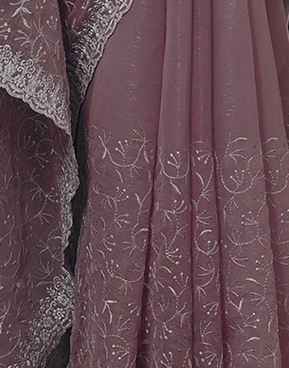 Mauve Plain Chiffon Saree