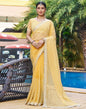 Yellow Plain Chiffon Saree